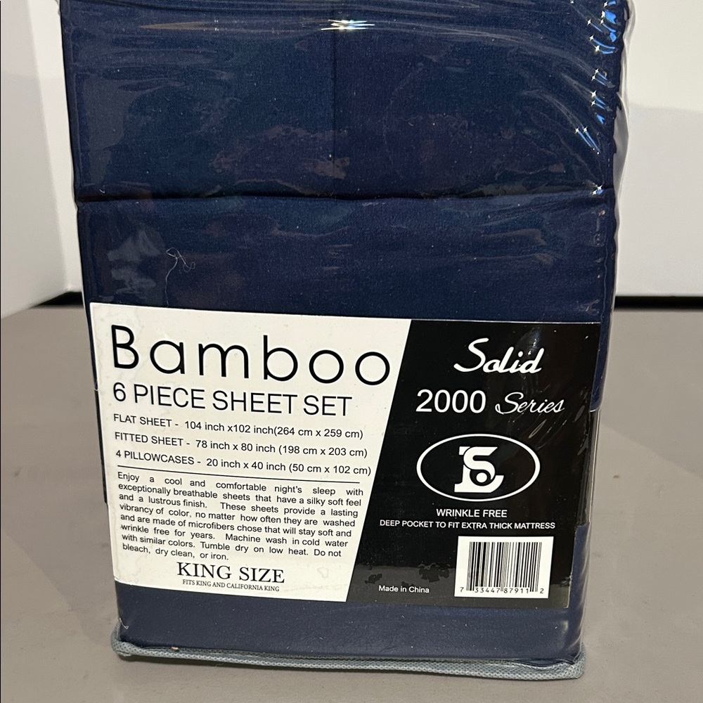 Bamboo King Size Sheet Set - Navy
